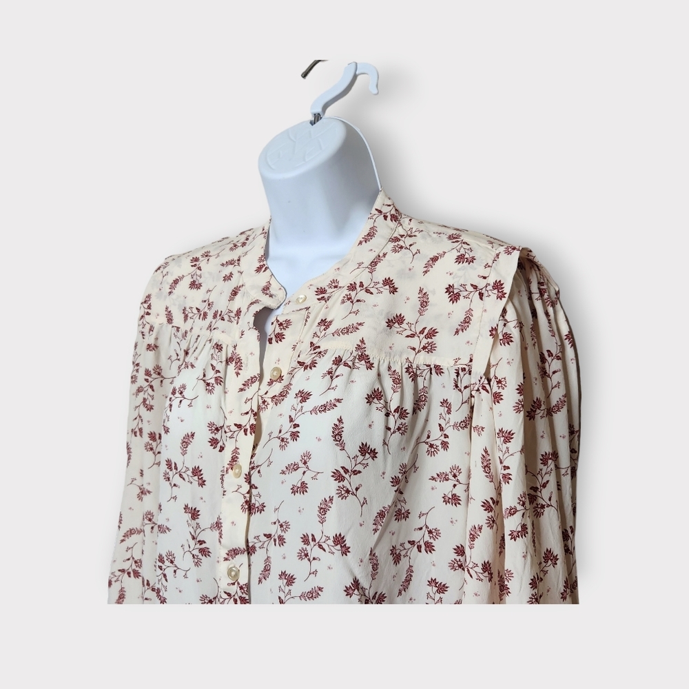 FRAME Voluminous Button Up Shirt in Floral/Off-white - Picture 2 of 7